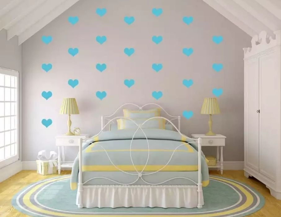 Lote de 30 corações em vinil azuis ou prateados