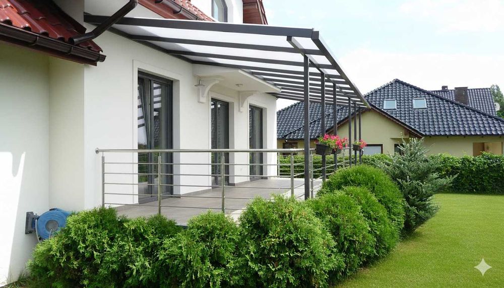 Zadaszenia tarasu. Pergola ogrodowa. Poliwęglan. Zadaszenie 5 x 3 m