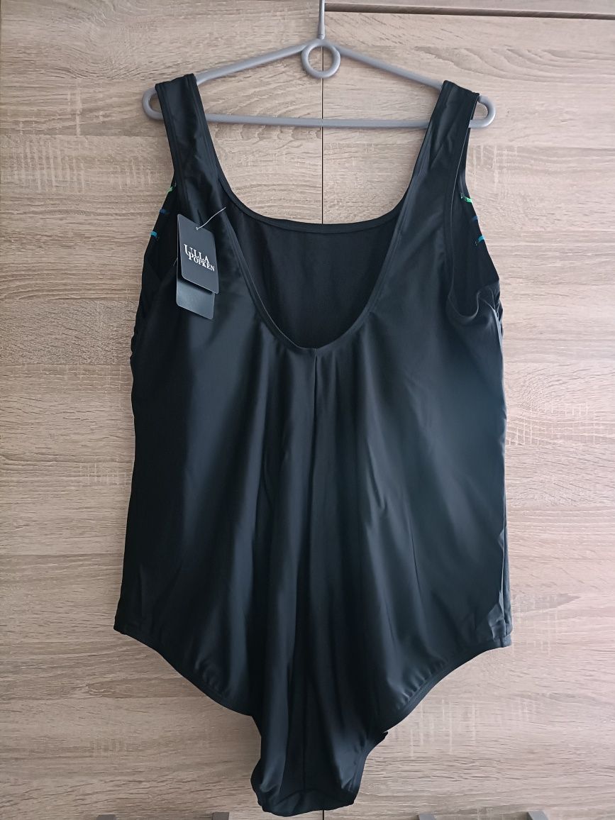 Czarny jednoczęściowy strój kąpielowy plus size