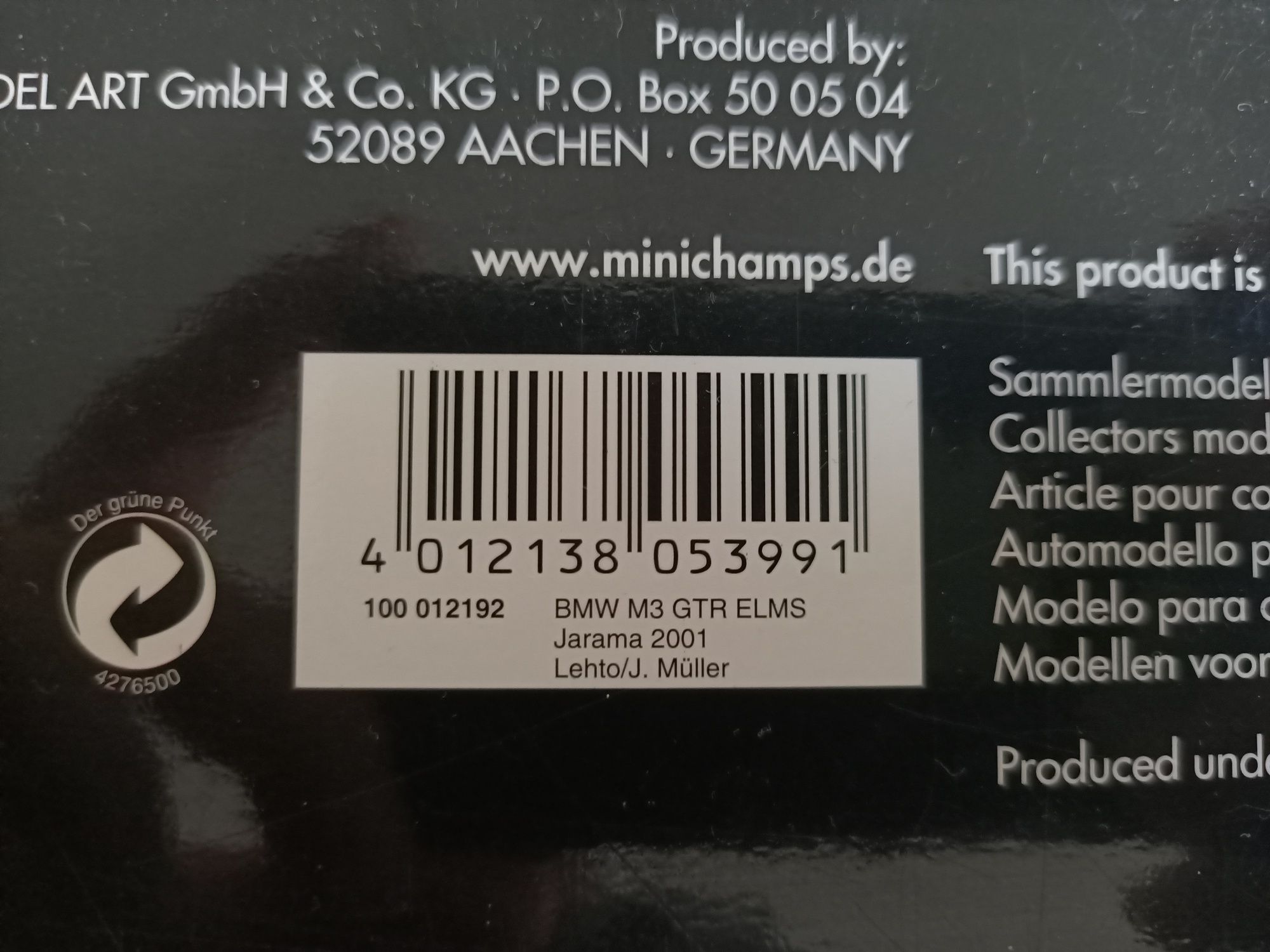 Model 1/18 Minichamps BMW M3 GTR ELMS, 1:18