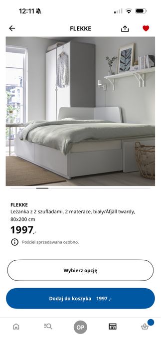 Łóżko Ikea Flekke 80x200 stan idealny