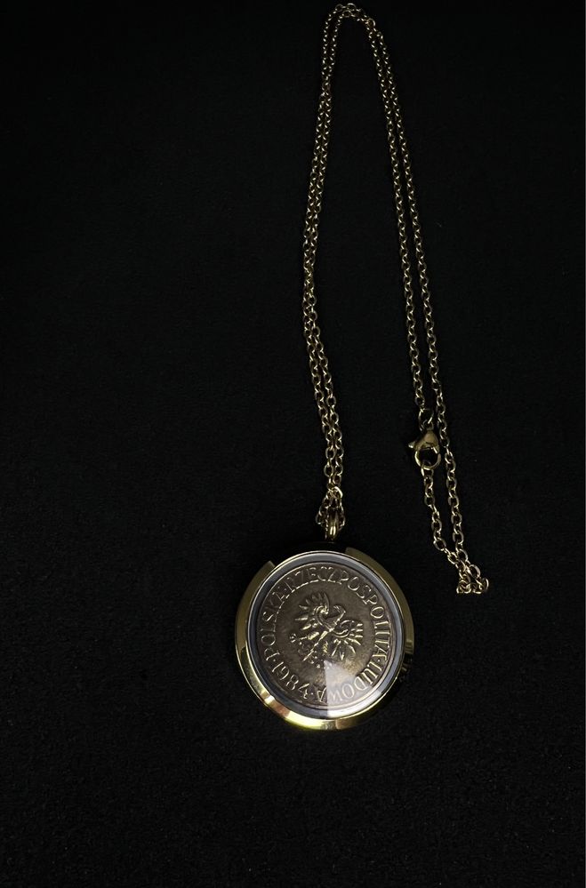 Wisiorek naszyjnik złoty kolekcjonerski moneta 5 złotych na prezent