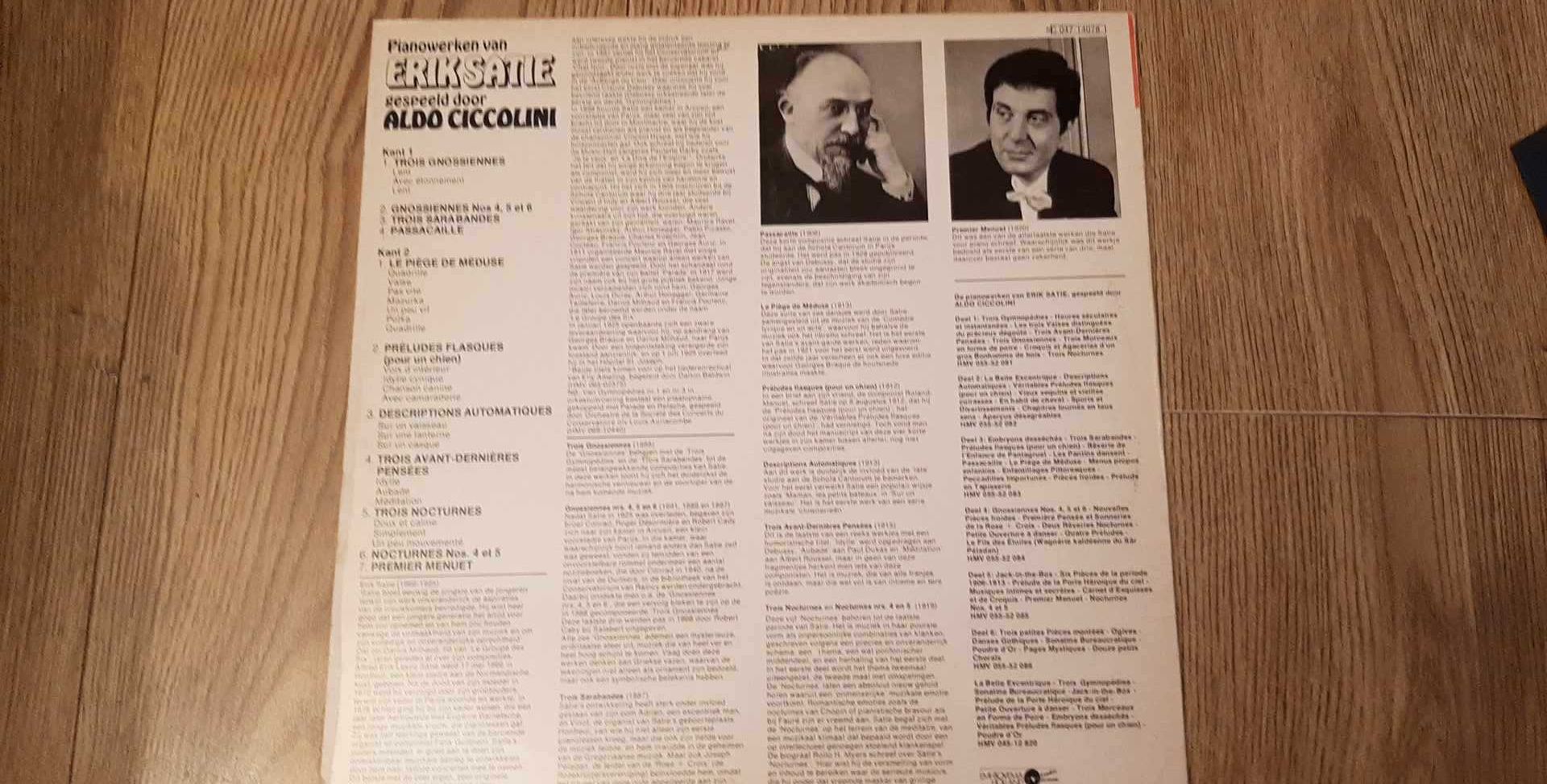 Erik Satie “Pianowerken bij Aldo Cicciolini”  - płyta winylowa