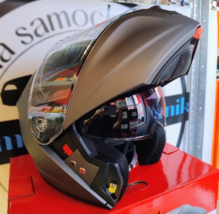 Kask motocyklowy szczękowy BLEXX Blenda grafit XL Homologacja ECE