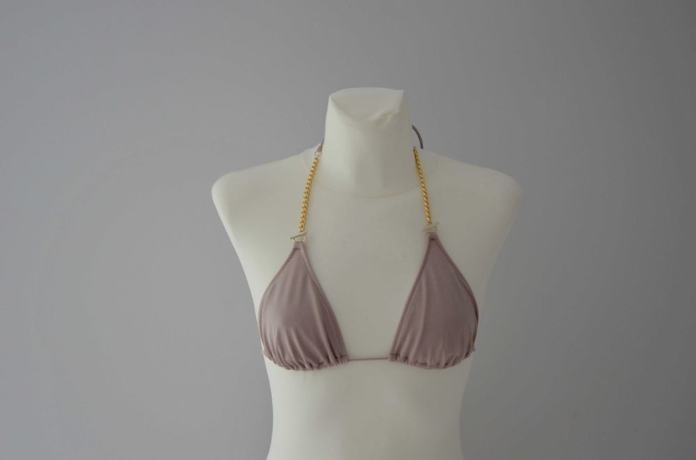 Calzedonia fioletowy liliowy satynowy strój kąpielowy bikini 75B 36 S