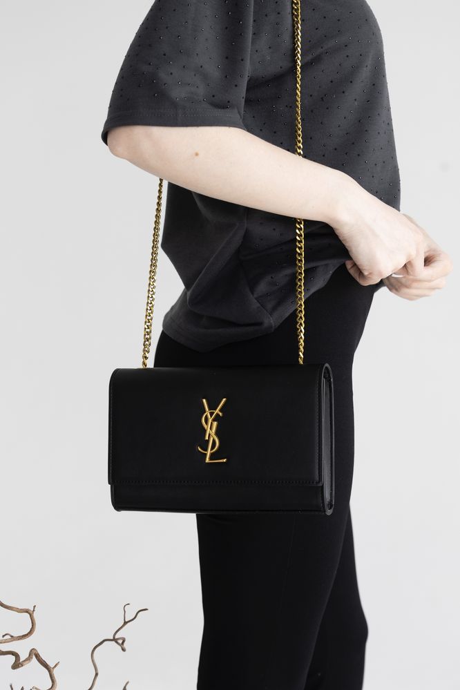 Сумка YSL Yves Saint Laurent шкіра | чорна | золота фурнітура