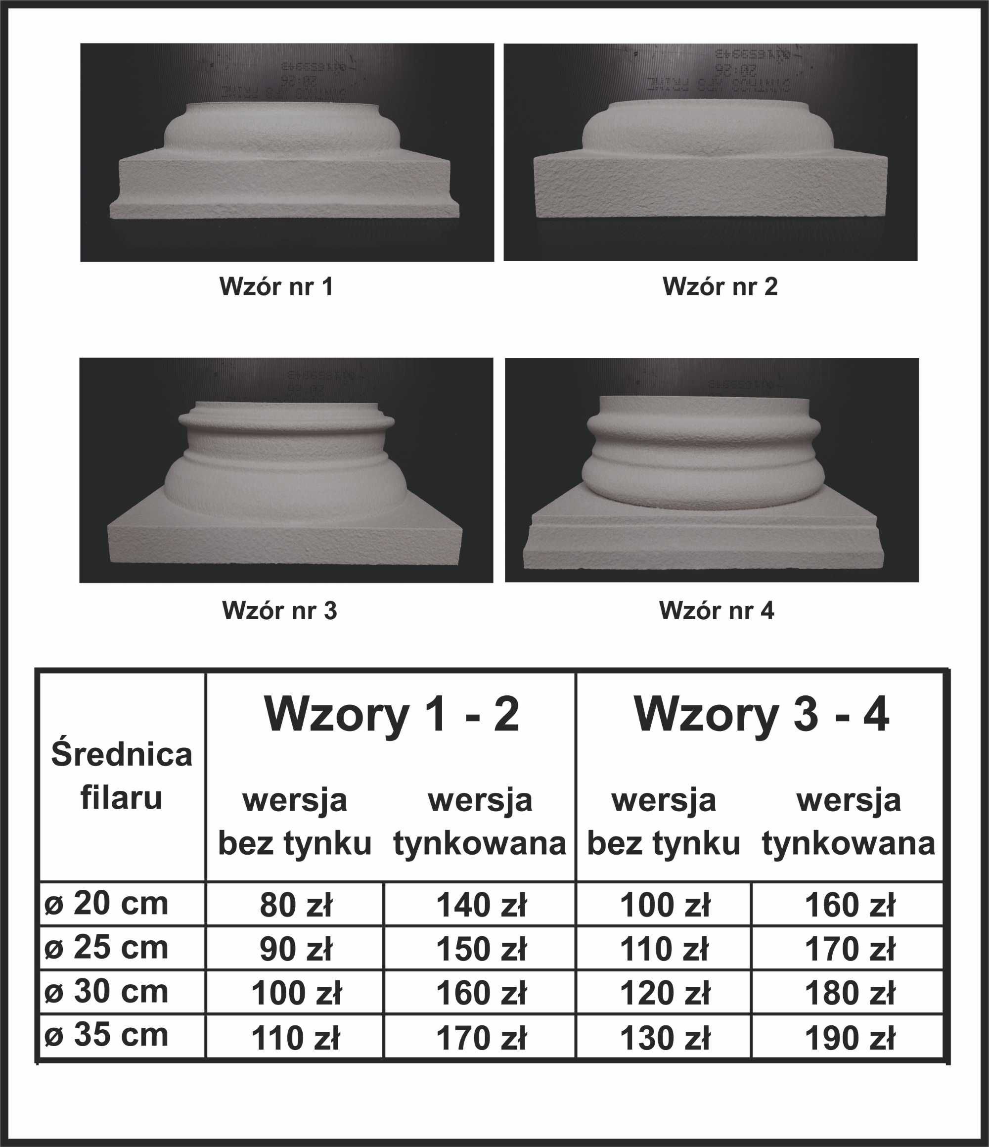 Podstawa głowica kolumny styropianowa, dekoracje słupów