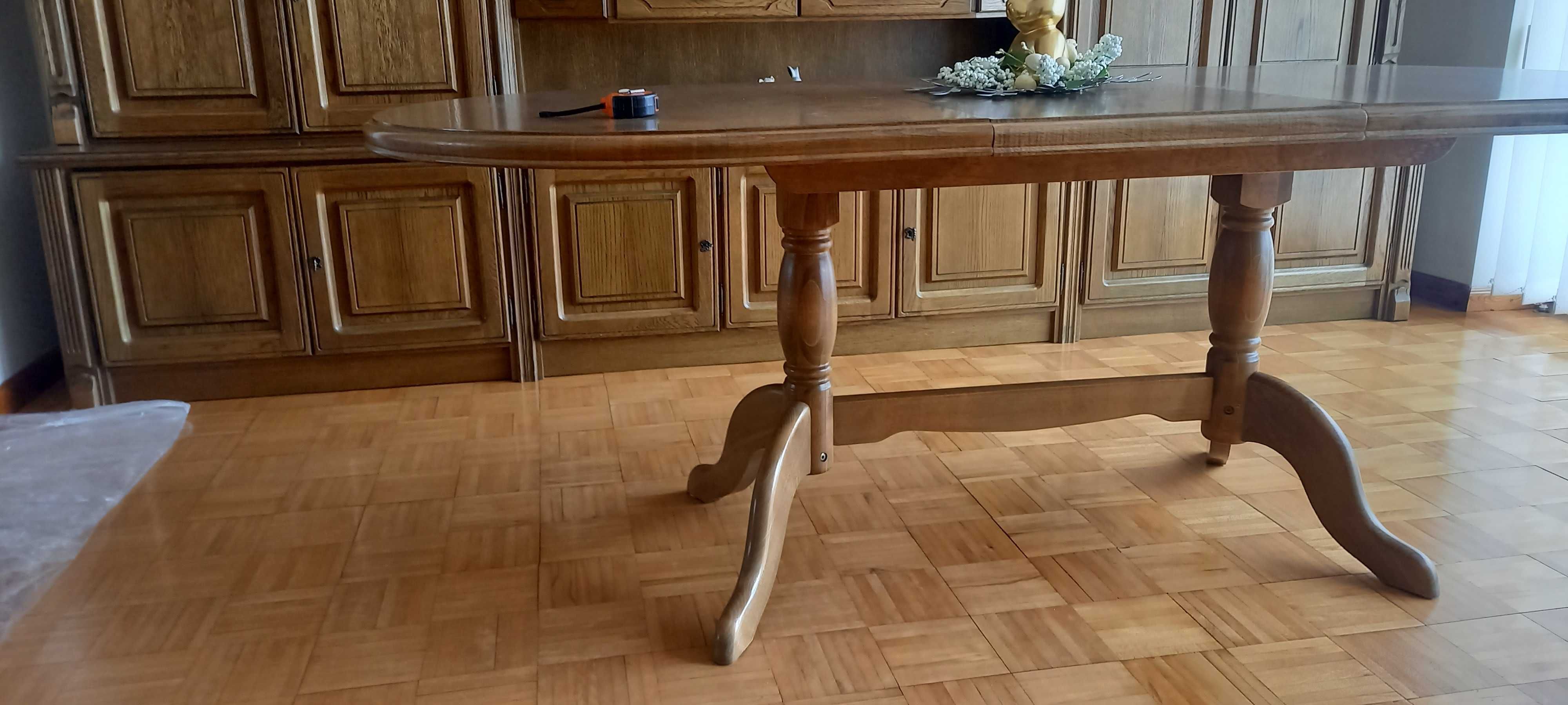 Stół dębowy rozkładany + 6 krzeseł