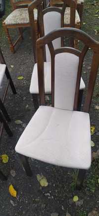 krzesła dębowe vintage solidne tapicerowane komplet 4 sztuk