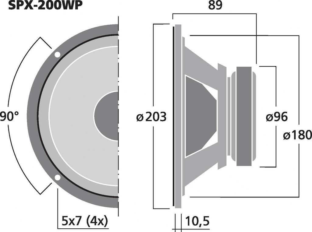 para głośników szerokopasmowych Monacor SPX-200WP wodoodpornych