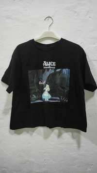 Blusa preta curta Alice in wonderland