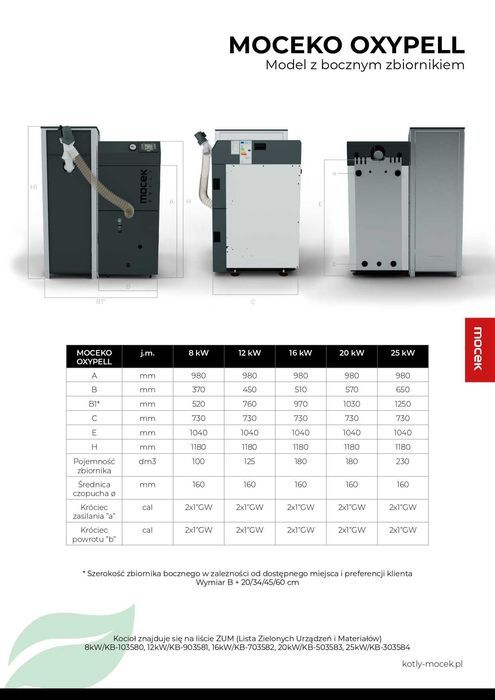 Kocioł na pellet, Drewno Moceko OXYPELL 16kW, piec dotacje OD RĘKI ZUM