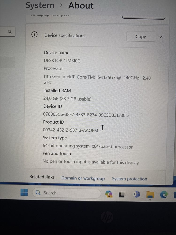 Ноутбук HP i5-11