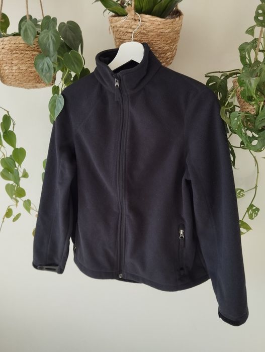 Ciepła bluza, kurtka polarowa, granatowa, w góry, z zasuwanymi kieszen