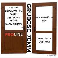 Drzwi PCV 90x200 złoty dąb sklep/biuro