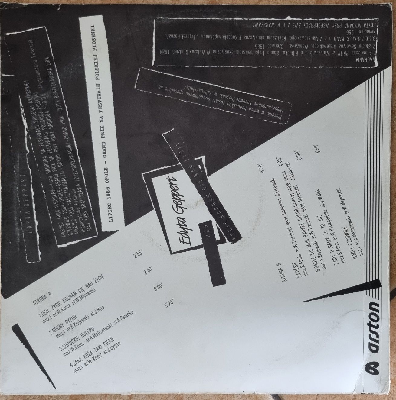 Edyta Geppert LP, Och życie kocham cię nad życie