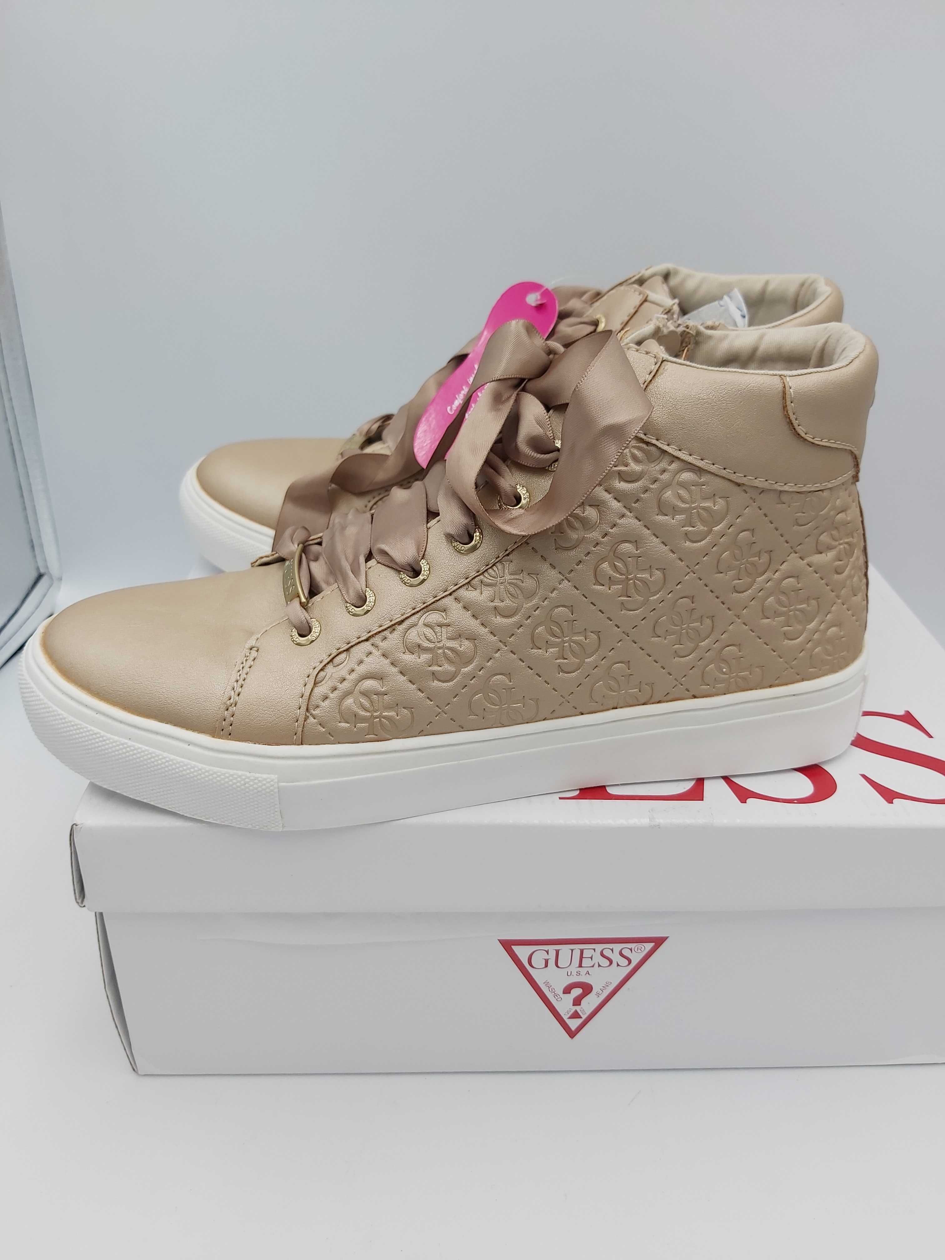 Nowe buty guess sneakersy perłowe gold rozmiar 38 botki