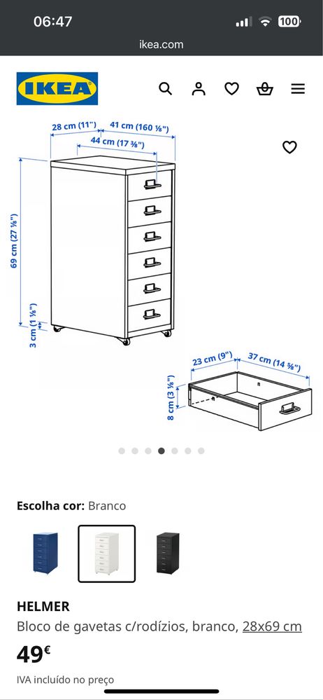 Móvel escritório HELMER IKEA branco