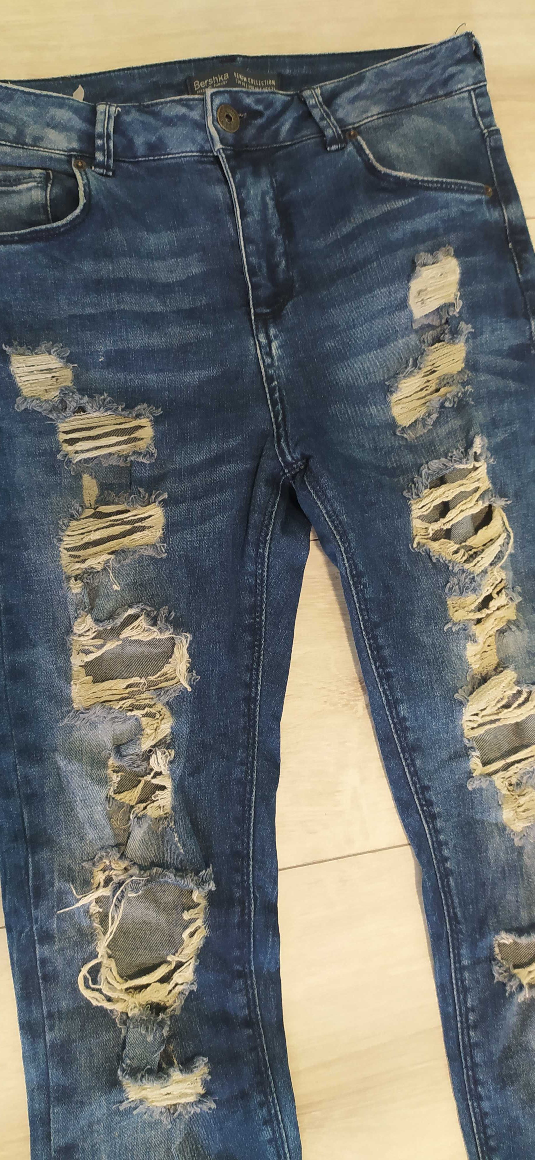 Spodnie damskie jeans dziury Bershka r 38 S/M rozdarcia