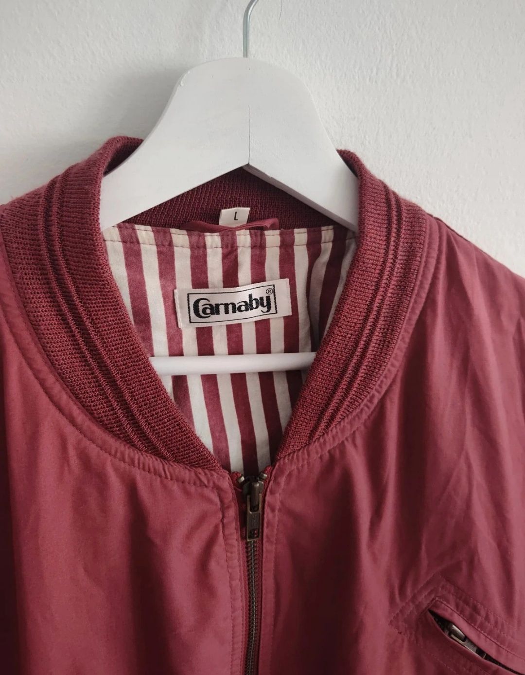 Kurtka męska bomberka L różowa vintage retro oversize boxy szwedka
