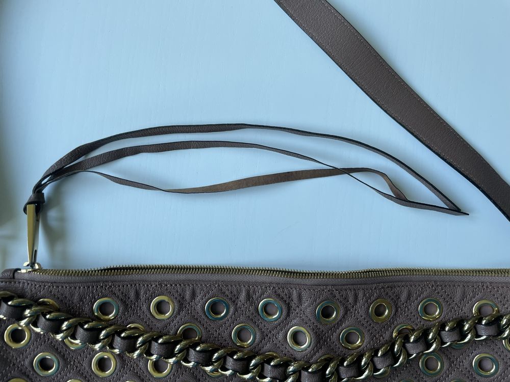 Marc Jacobs duża skorzana torba brązowa złota łańcuch camel shopper