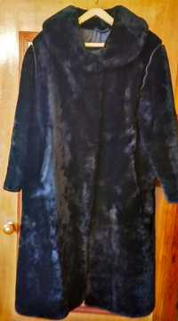 Шуба женская чёрная, полированный  мутон. размер 54-56