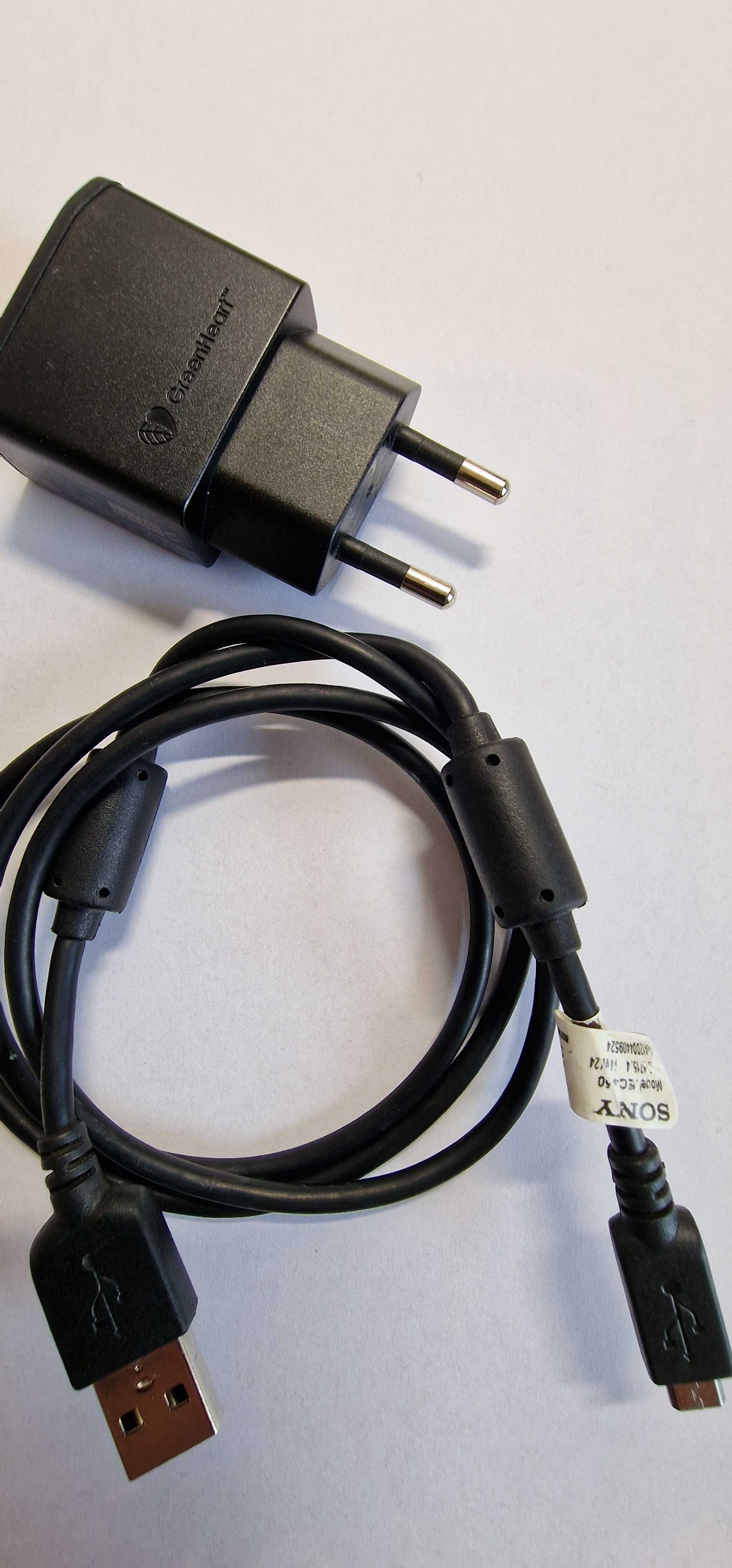Ładowarka USB SONY Green Heart - ORYGINALNA - z kablem micro USB