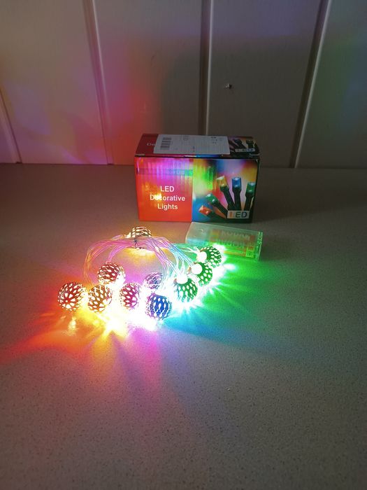 Ozdobne lampki kolorowe, girlanda 10 ledów, boże narodzenie