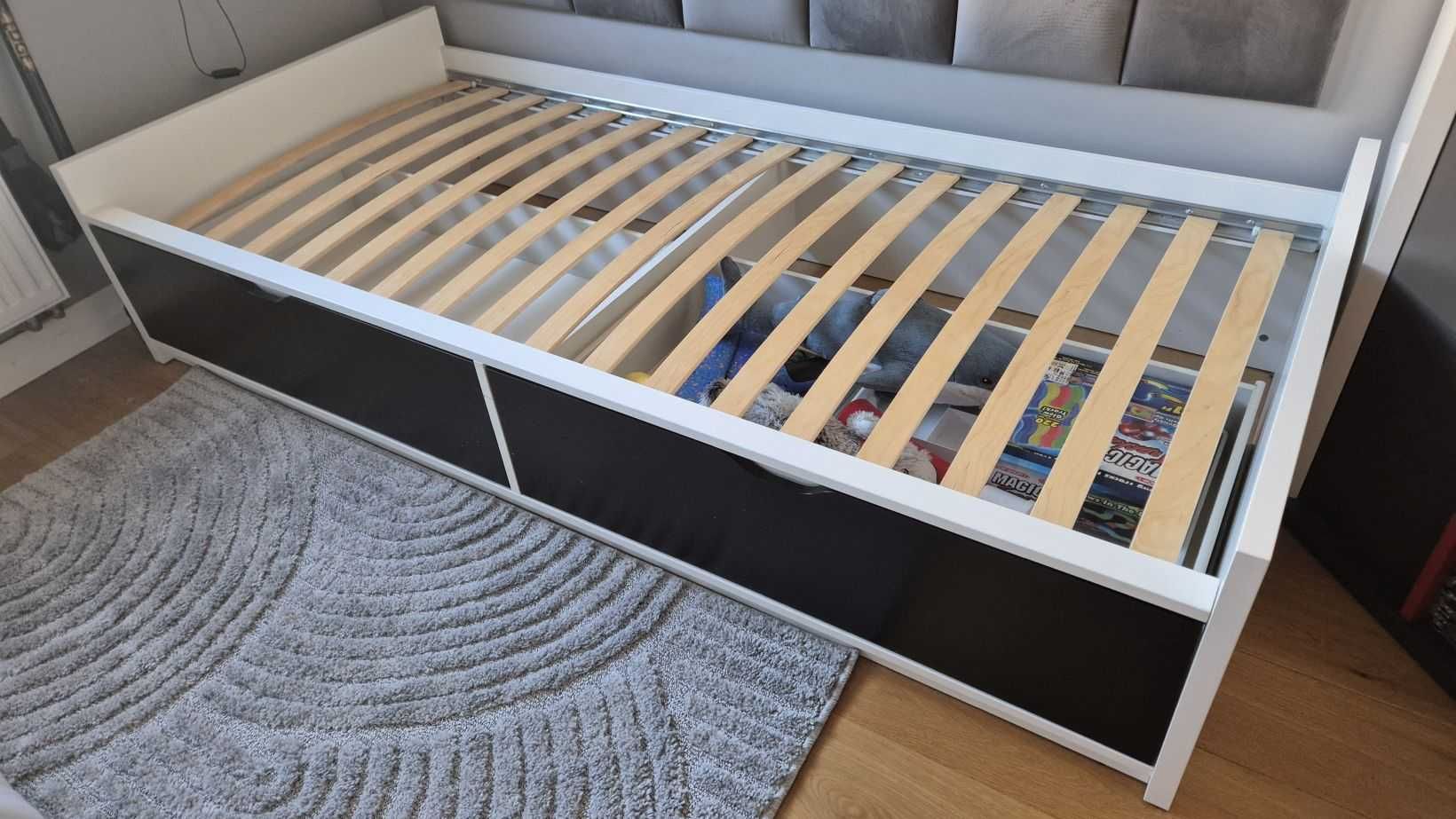 Łóżko IKEA Flaxa 90x200 z 2 szufladami i materacem Malvik 14cm