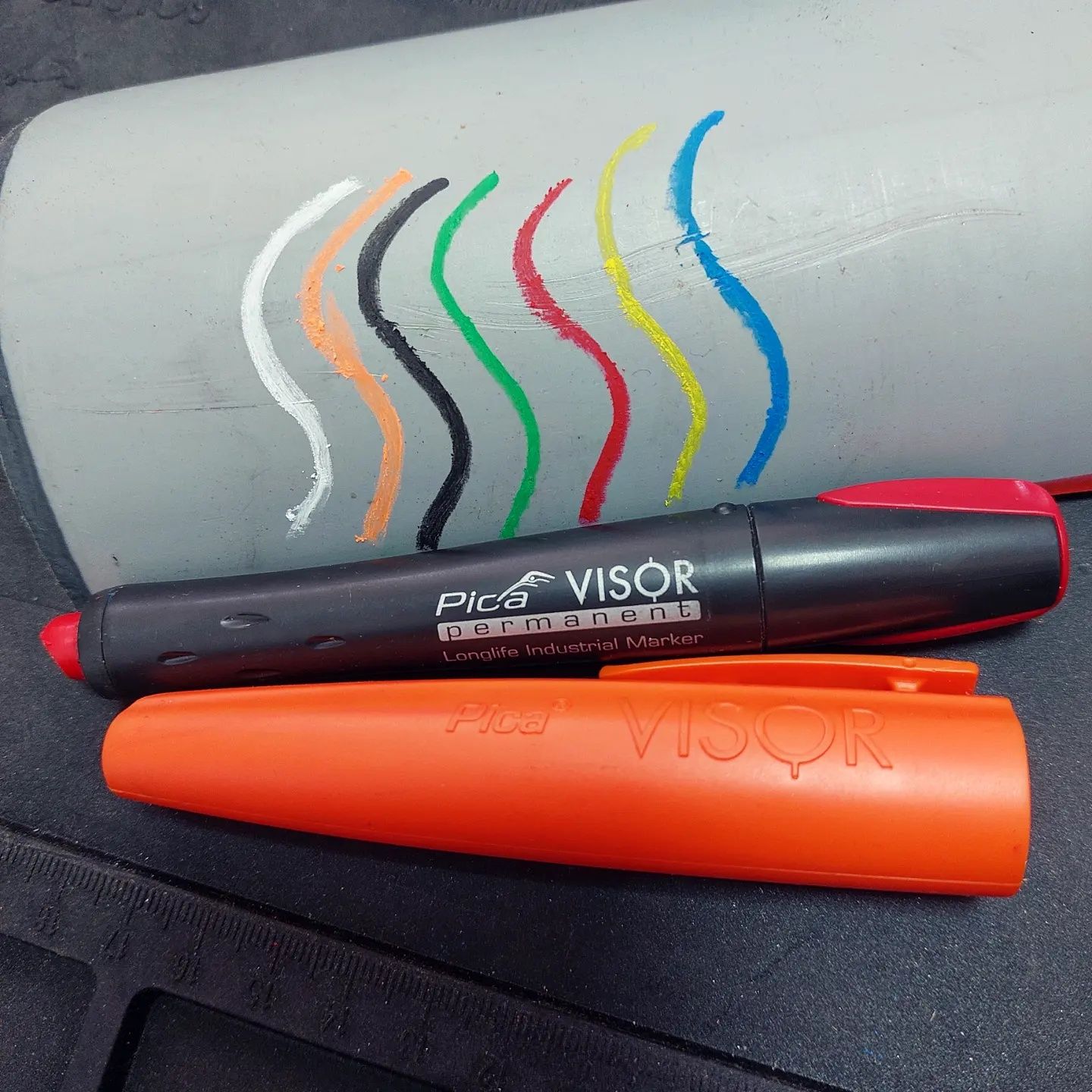 Сухий промисловий перманентний маркер PICA VISOR +запасні стрижні