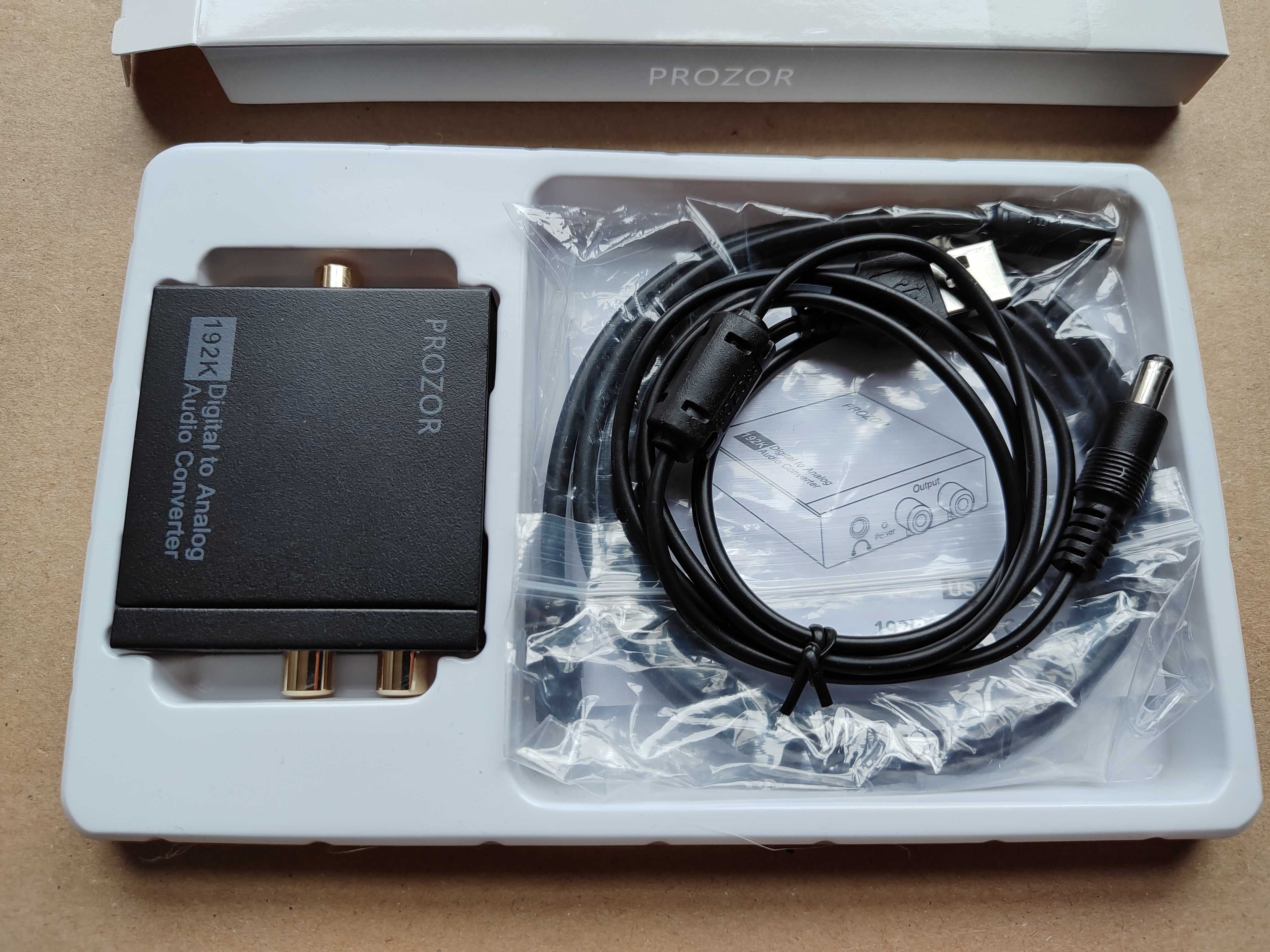 Konwerter DAC SPDIF optyczny na analogowy L/R RCA PROZOR 192KHz