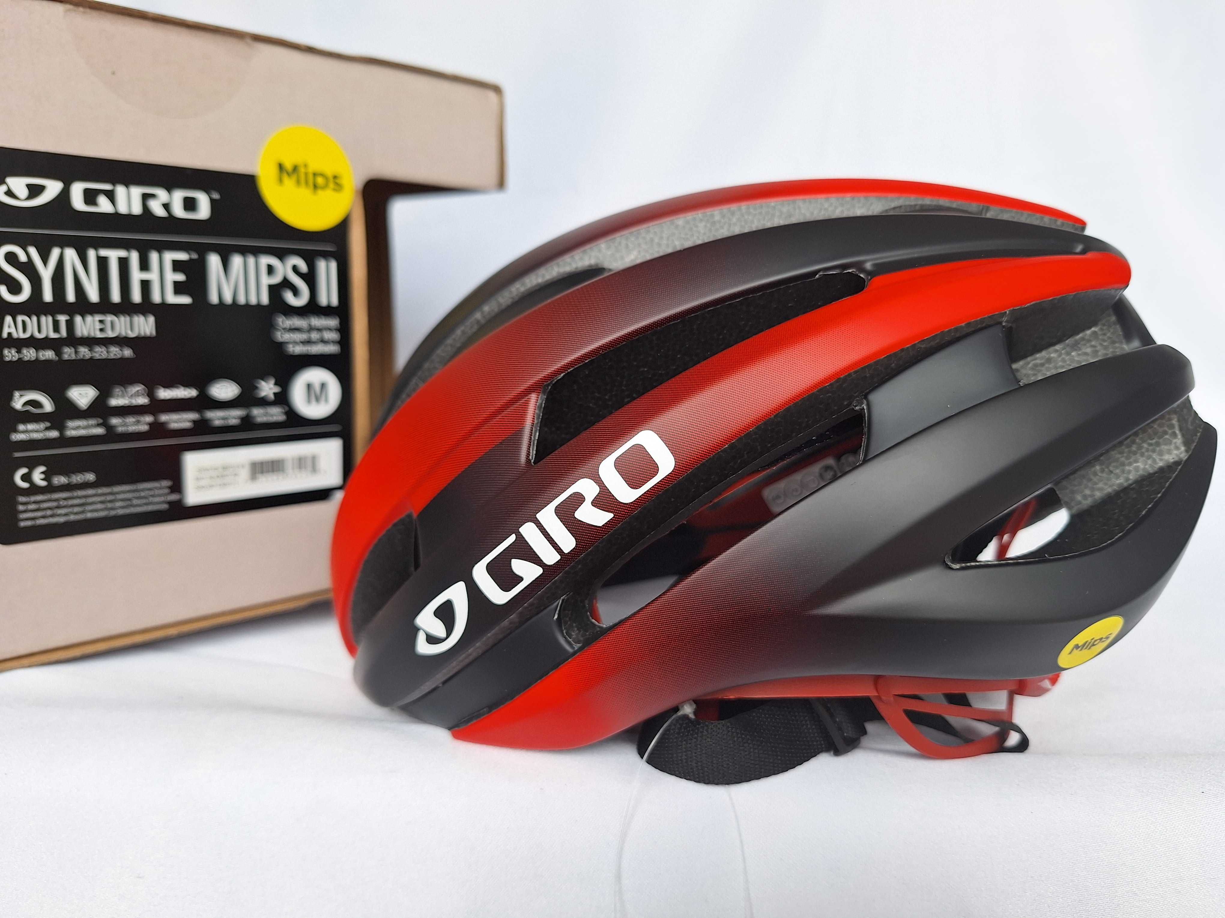 Kask rowerowy Giro Synthe Mips II Matte Black Bright Red S 51-55cm