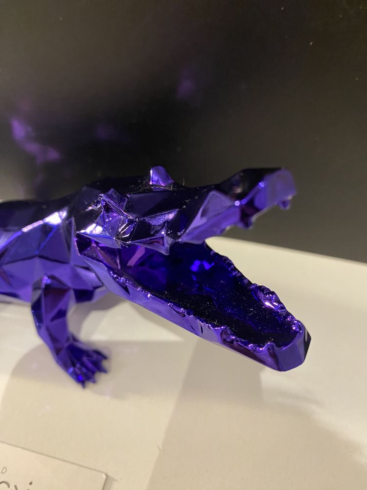 Richard Orlinski purple crocodile sculpture