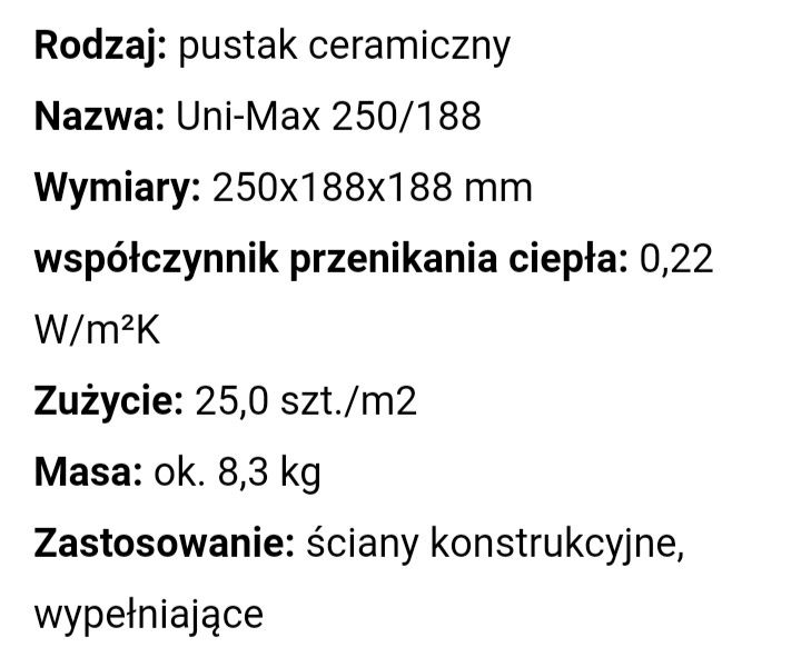 Cegła Kozlowicka  pustak Max i Minimax