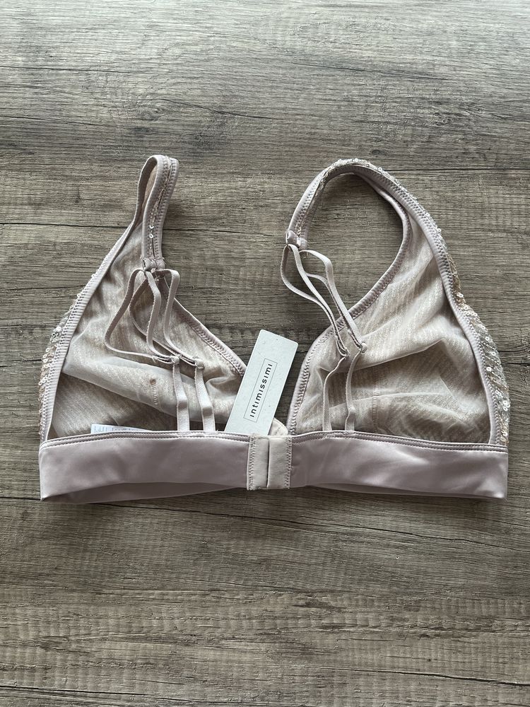 Komplet bielizny Intimissimi 85B beż tiul cekiny