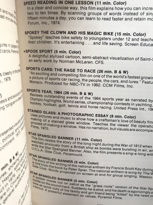 Livro de cinema filmes 16mm films 1979