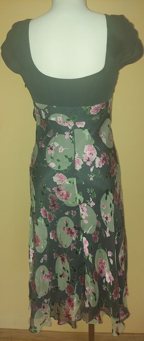 Sukienka M/L,jedwab i acetate,vintage,z szarfą