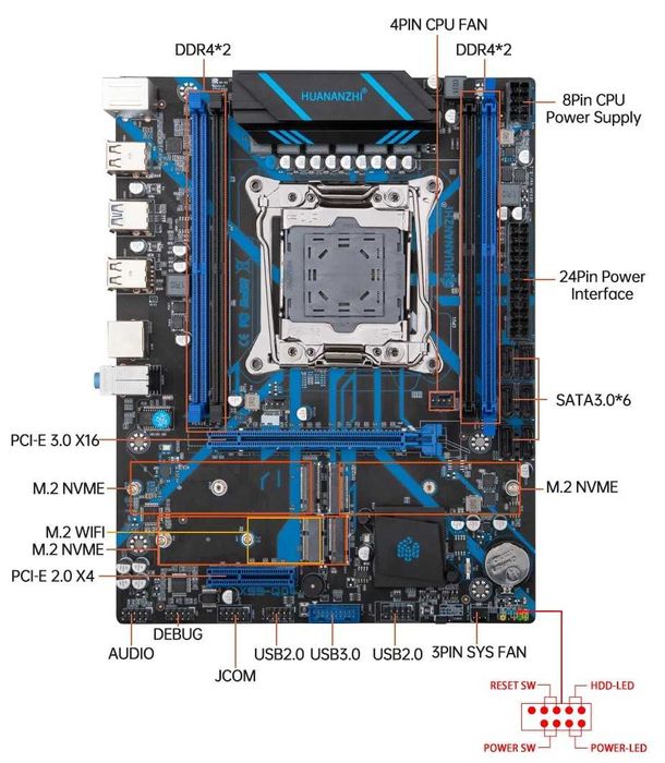 HUANANZHI X99 QD4 rev 2.0 / E5 2686 v4 / 16gb (2x8)