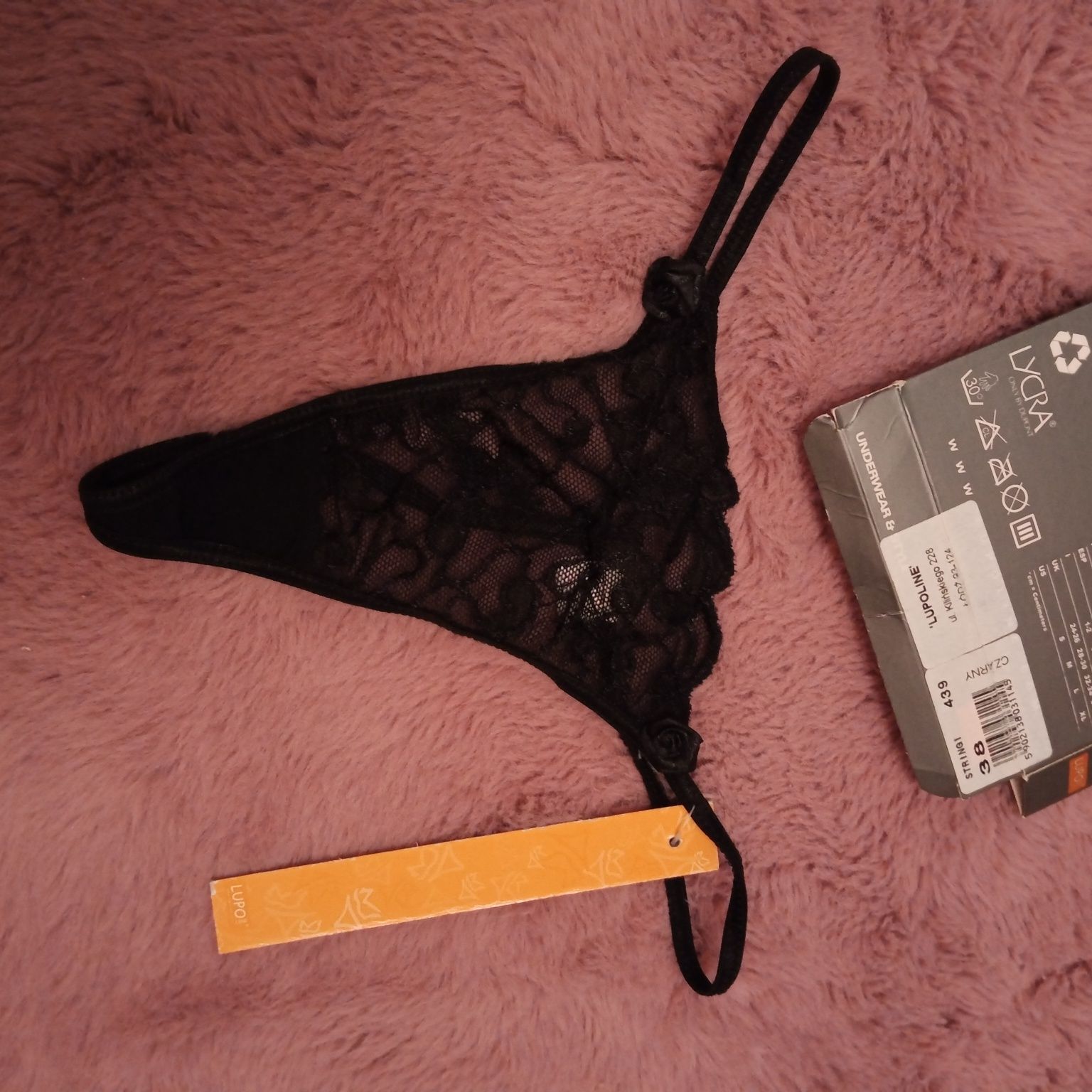 Lupoline czarne 439 stringi skąpe koronkowe XL