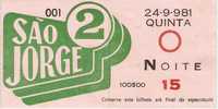 Bilhete do Cinema S. Jorge - 24/9/1981. Sessão de inauguração
