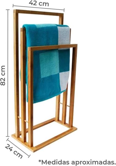 Toalheiro de pé em bambu 82 x 42 x 24 cm - NOVO - ENVIO GRÁTIS