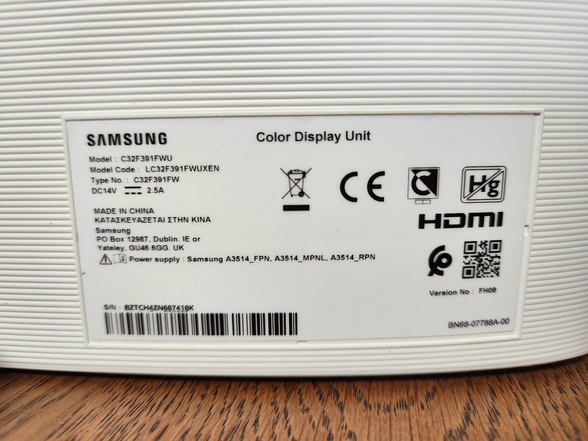 Monitor Branco Curvo Samsung C32F391FWU | 32'' | 60 Hz | Full HD