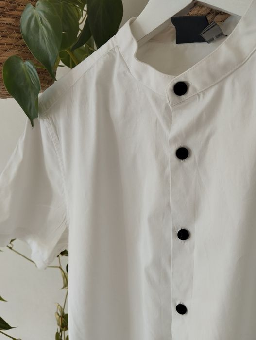 Biała, letnia koszula męska, krótki rękaw, czarne guziki r. A ASOS