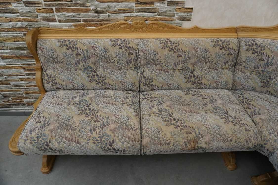 Komplet narożnik kuchenny z litego dębu + stół + 2 krzesła (k-497)