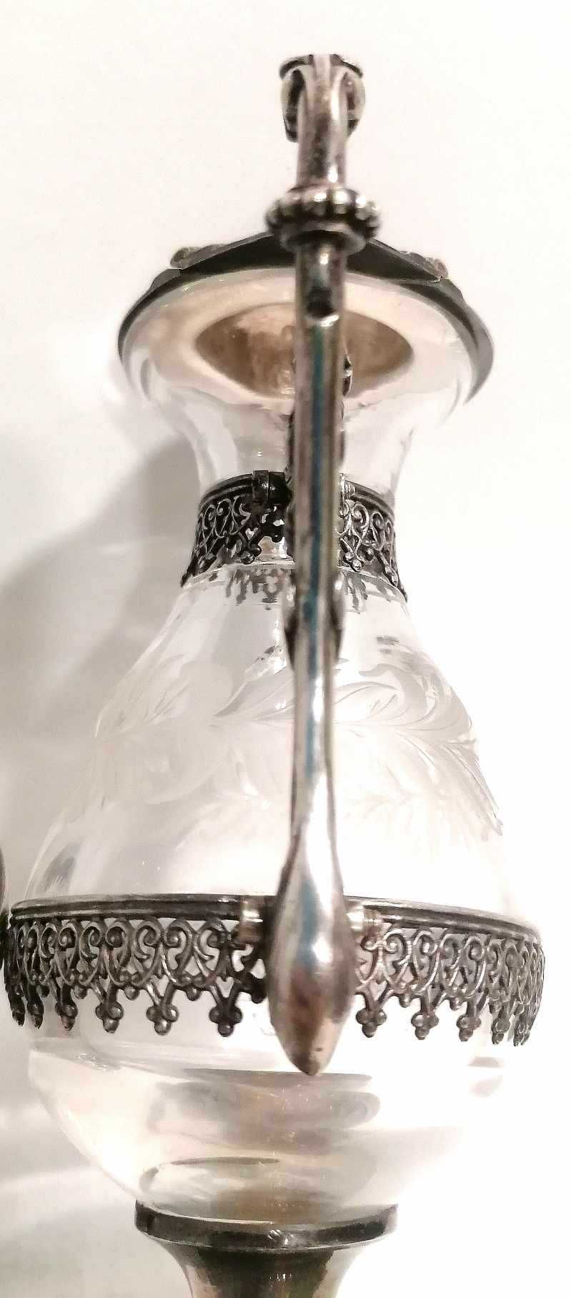 Galheteiro antigo em Cristal e Prata