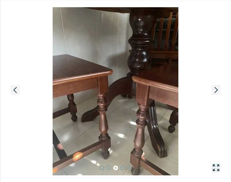 Mesa extensível madeira maciça e cadeiras