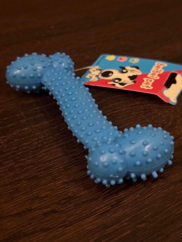 Zabawka dla psa gumowa kość niebieska 10 cm 48tknzw