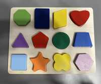 Okazja! Drewniane puzzle kolorowe kształty