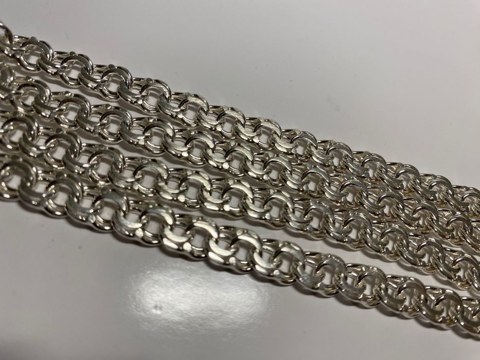 Srebrny łańcuszek splot bismark