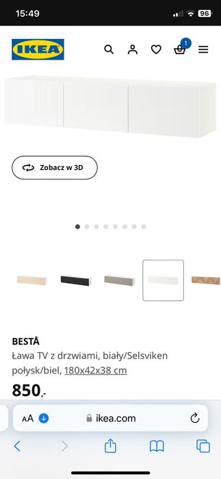 Zestaw szafek RTV ikea biały połysk